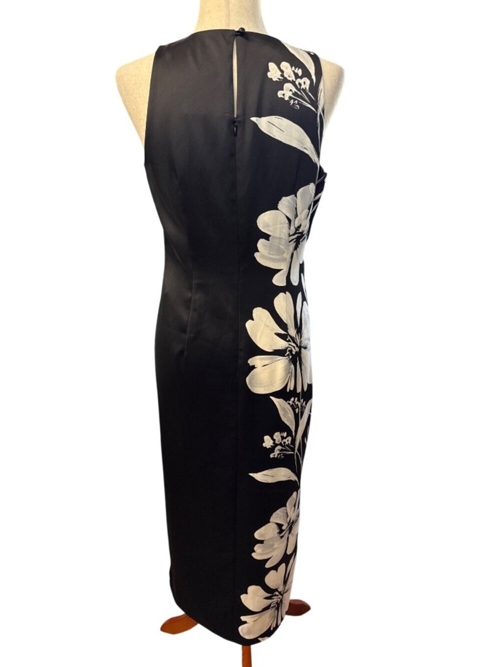 Anne Klein Womens Sleeveless Fitted Midi Dress~Size 4~Black Floral Fit NWT L1617 - Picture 5 of 9